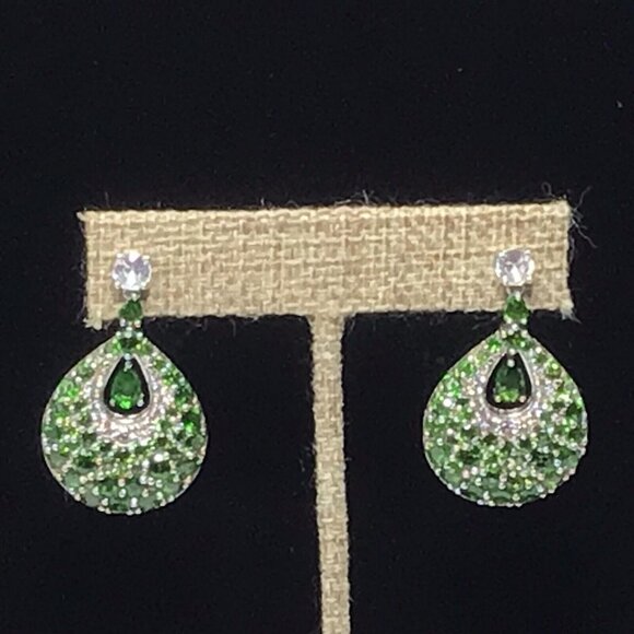 Sterling Silver Chrome Diopside Earrings 1.25” 13 Grams - Picture 3 of 10